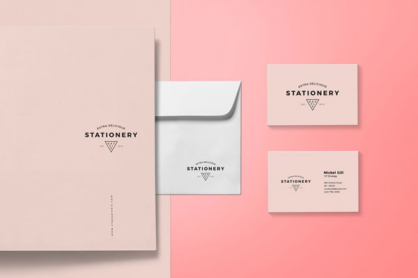 Overhead View of Stationery Items Mockup