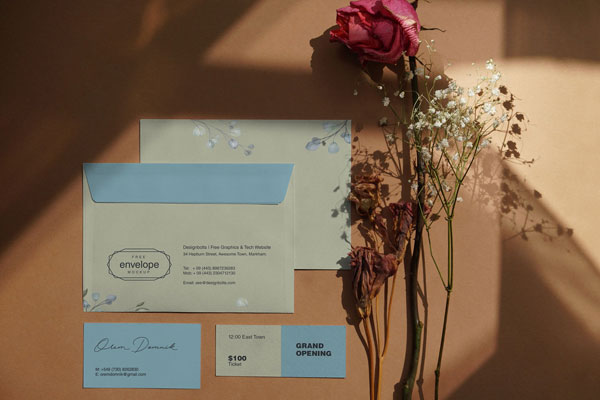 Stationery Items Laid in the Top View Mockup