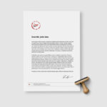 Stationery Mockup Featuring A4 Paper and Stamp in Top View