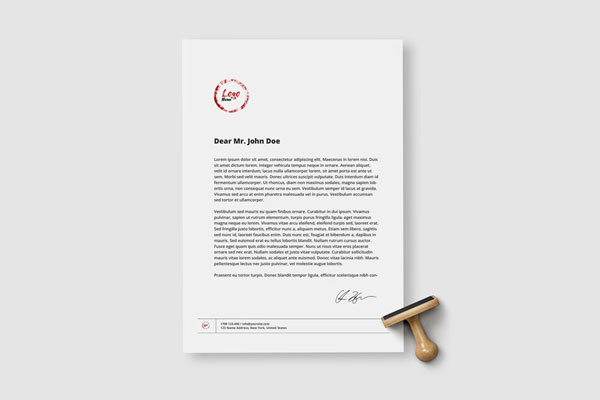 Stationery Mockup Featuring A4 Paper and Stamp in Top View