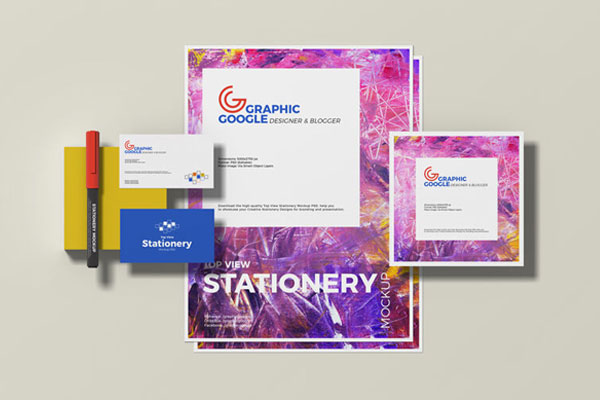 Stationery Mockup Featuring Cards, Paper and Pencil