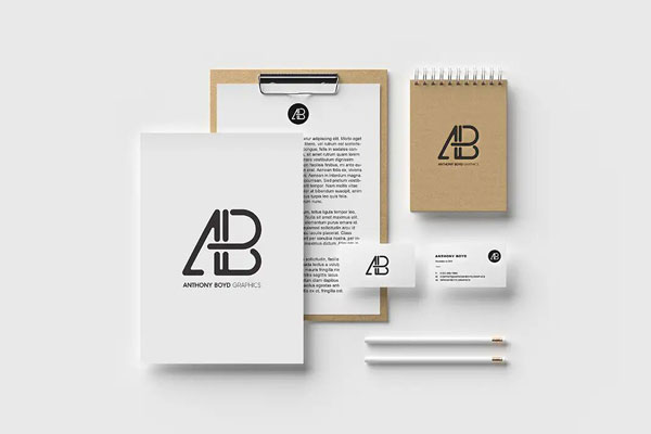 Stationery Mockup Featuring Cards, Paper, Notebook and Clipboard