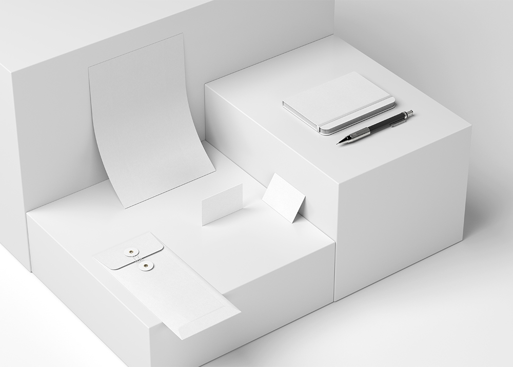 Stationery Mockup Featuring Letterhead, Business Cards, Envelope, and Notebook