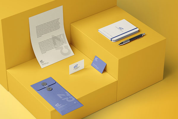 Stationery Mockup Featuring Letterhead, Business Cards, Envelope, and Notebook
