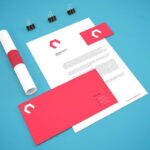 Stationery Mockup Featuring Paper, Envelope and Binder Clips