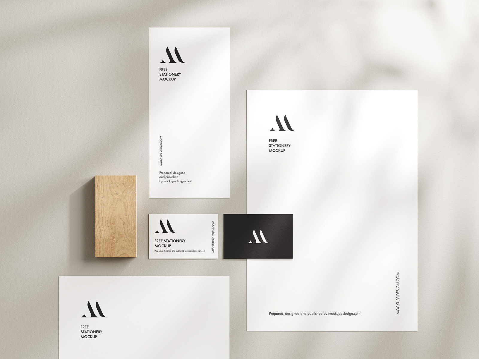Stationery Mockup with Delicate Shadows in 6 Visions FREE PSD