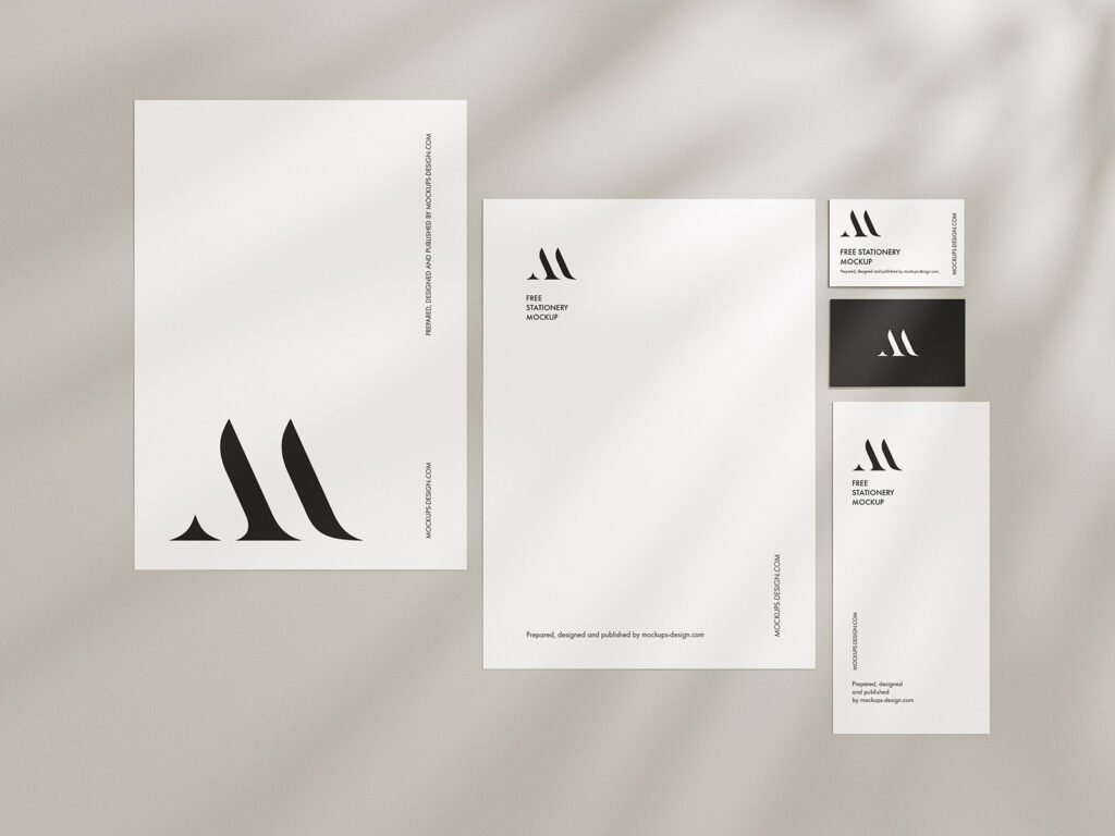 Stationery Mockup with Delicate Shadows in 6 Visions