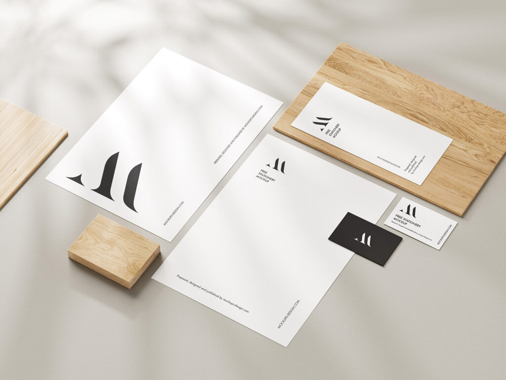 Stationery Mockup with Delicate Shadows in 6 Visions