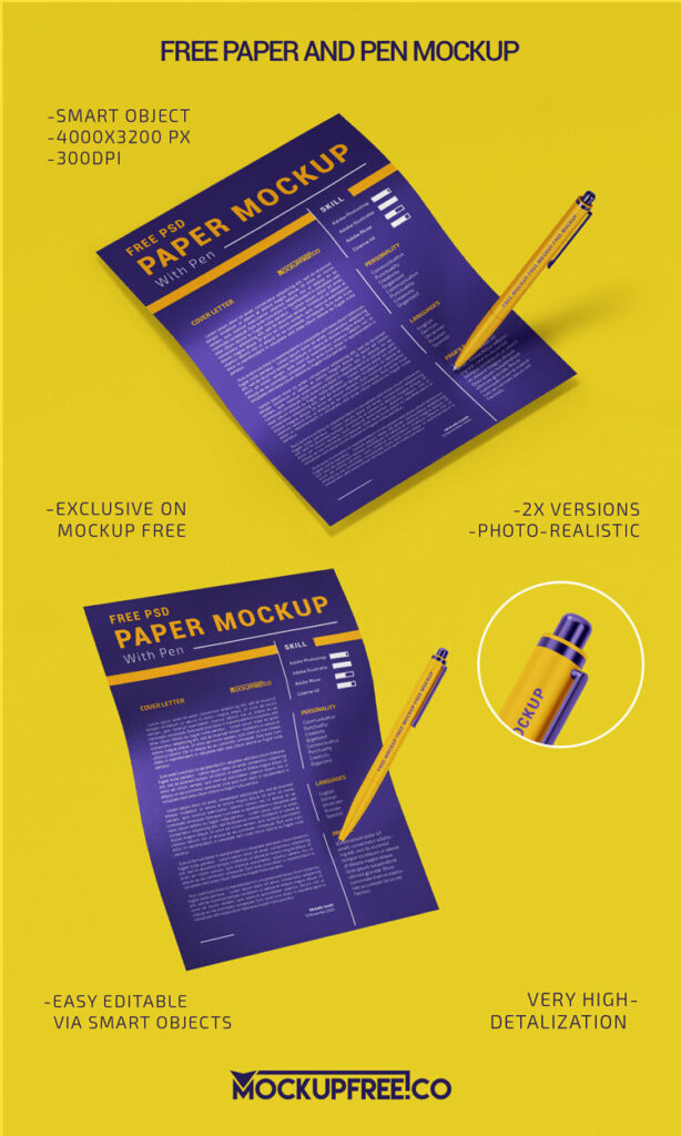 Stationery Mockups Featuring Wavy Papers and Pen