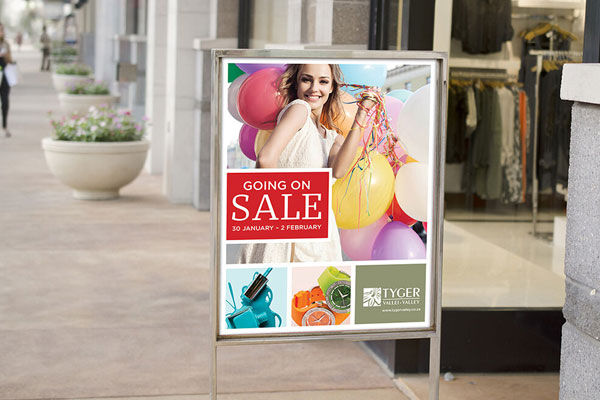 Steel Frame Retail Store Signage Mockup in the Half-Sized View