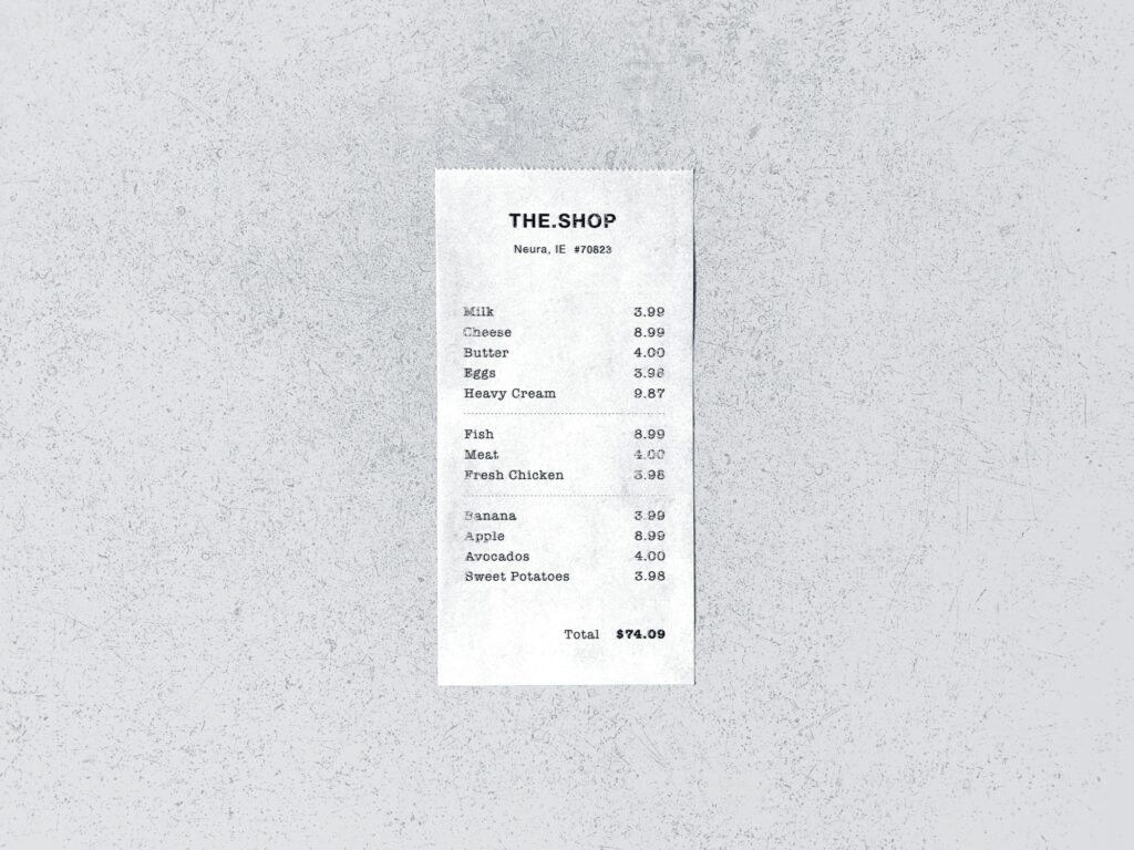 Store Receipt on a Concrete Surface From a Top View Mockup