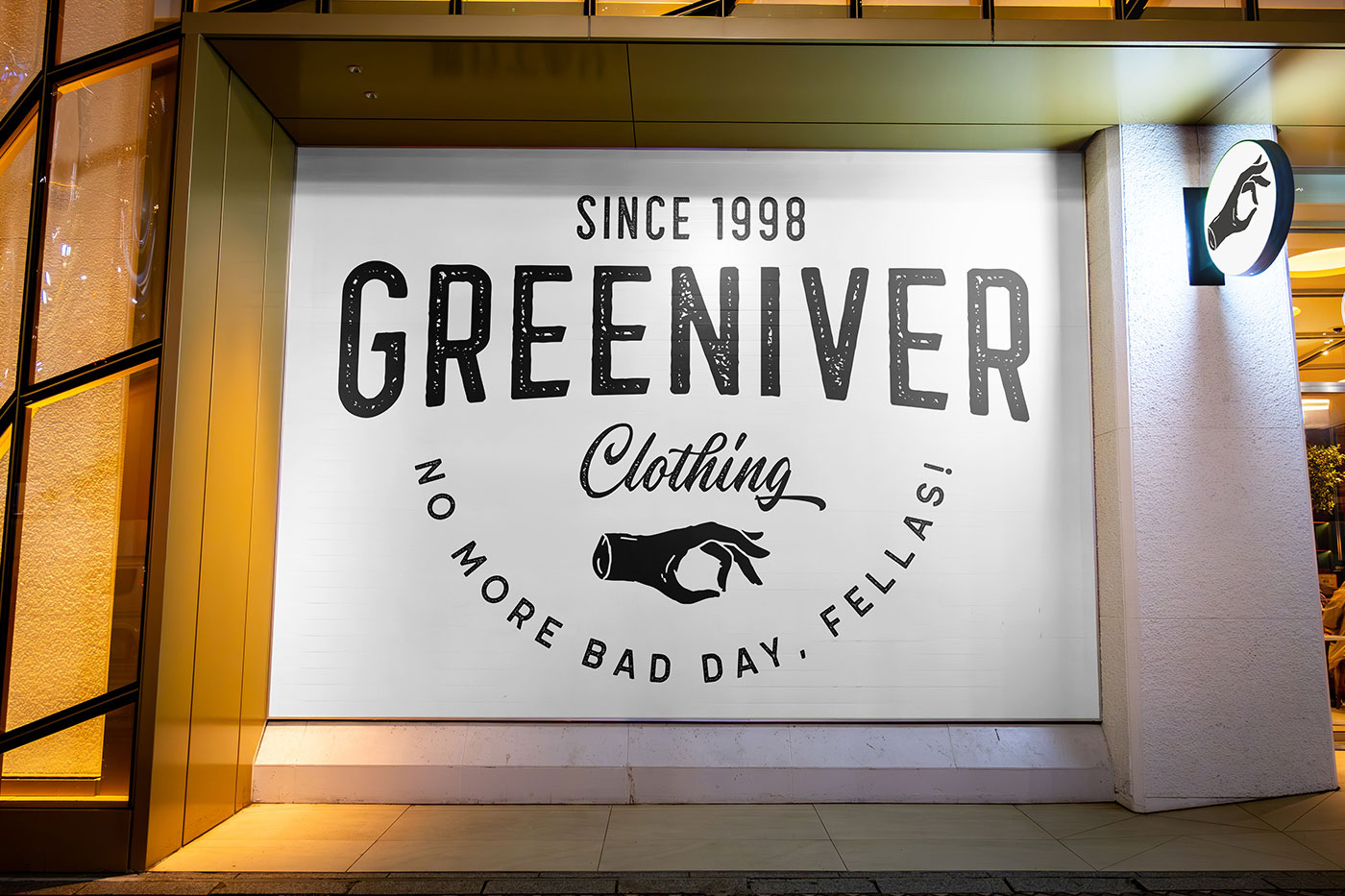 Free Storefront at Night Mockup PSD Template