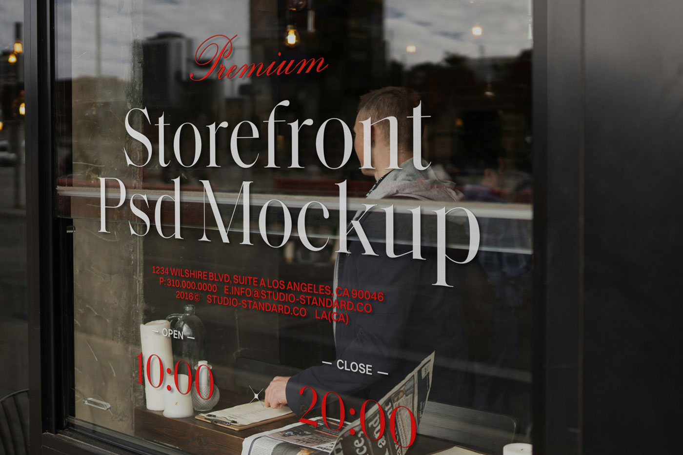 Free Storefront Cafe Mockup PSD Template