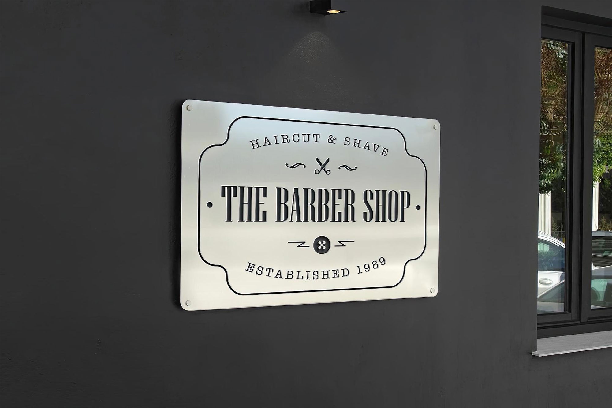Free Storefront Plaque Sign Mockup PSD Template