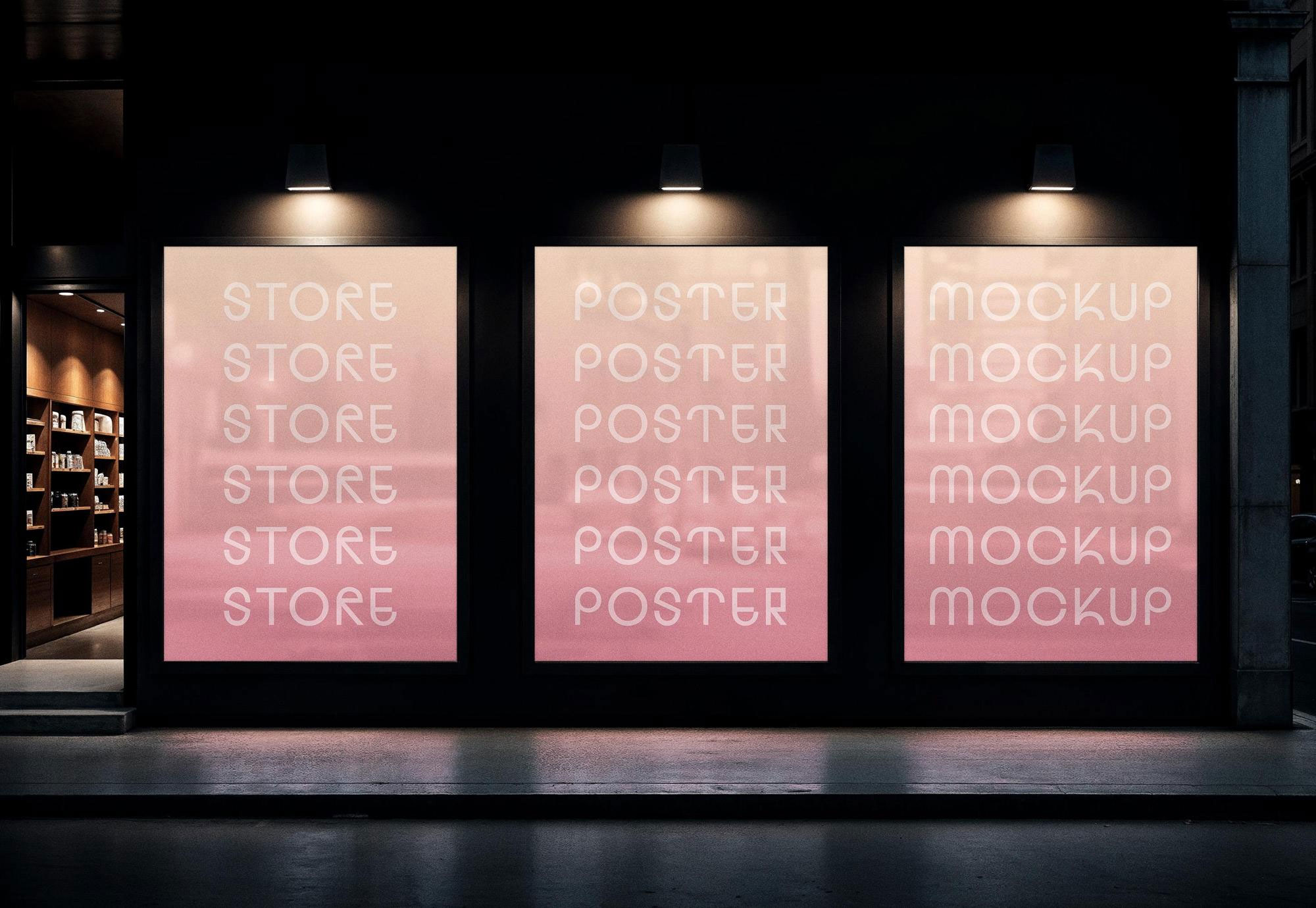 Free Storefront Posters Mockup PSD Template
