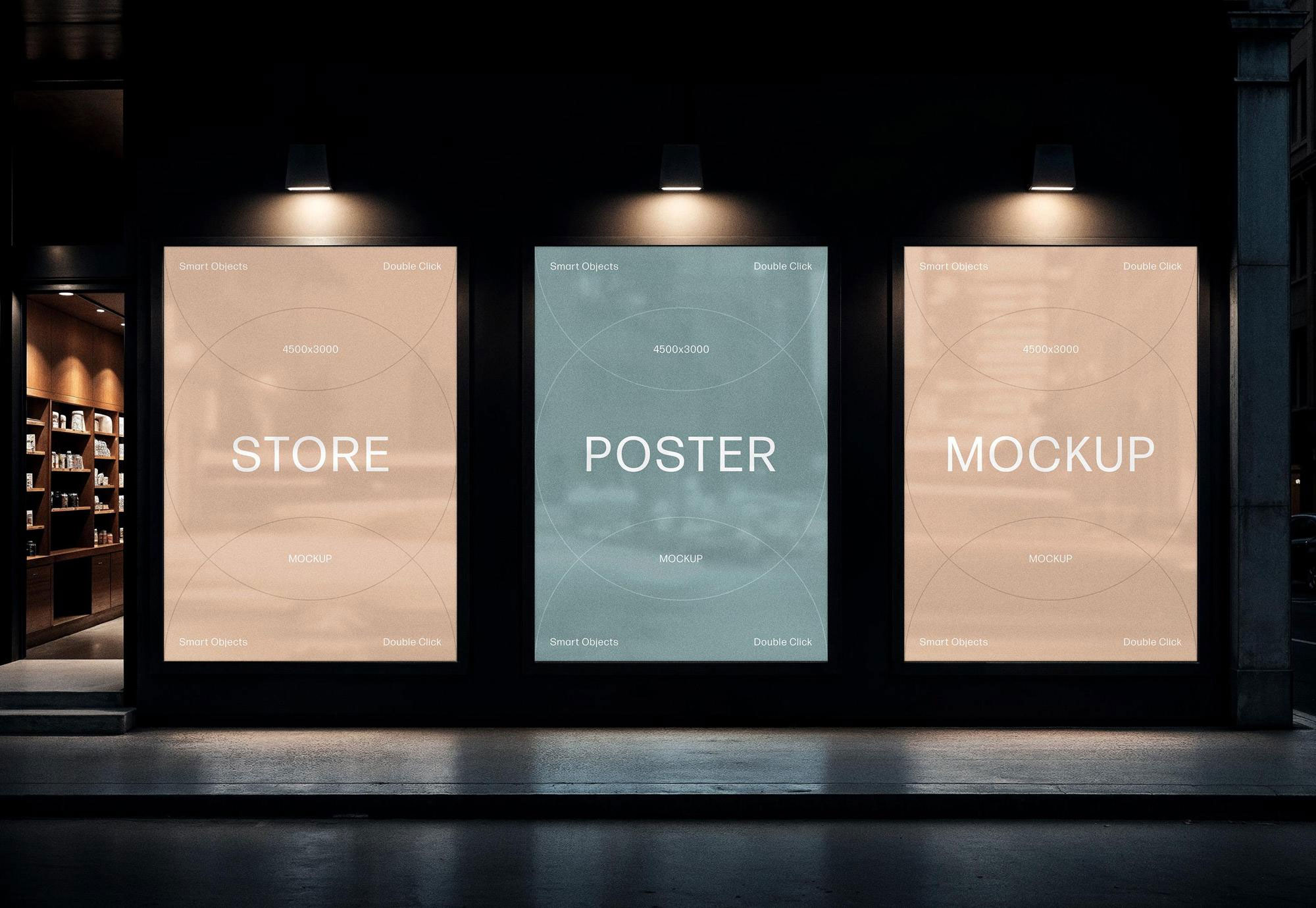 Free Storefront Posters Mockup PSD Template