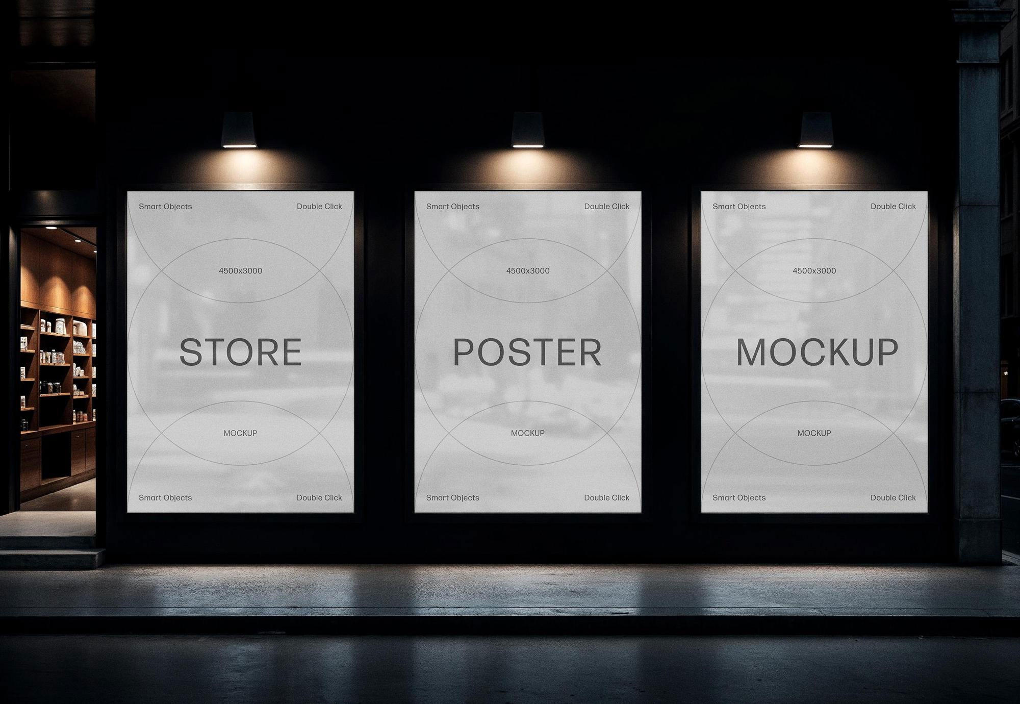 Free Storefront Posters Mockup PSD Template