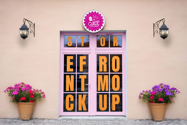Storefront with Sign Mockup
