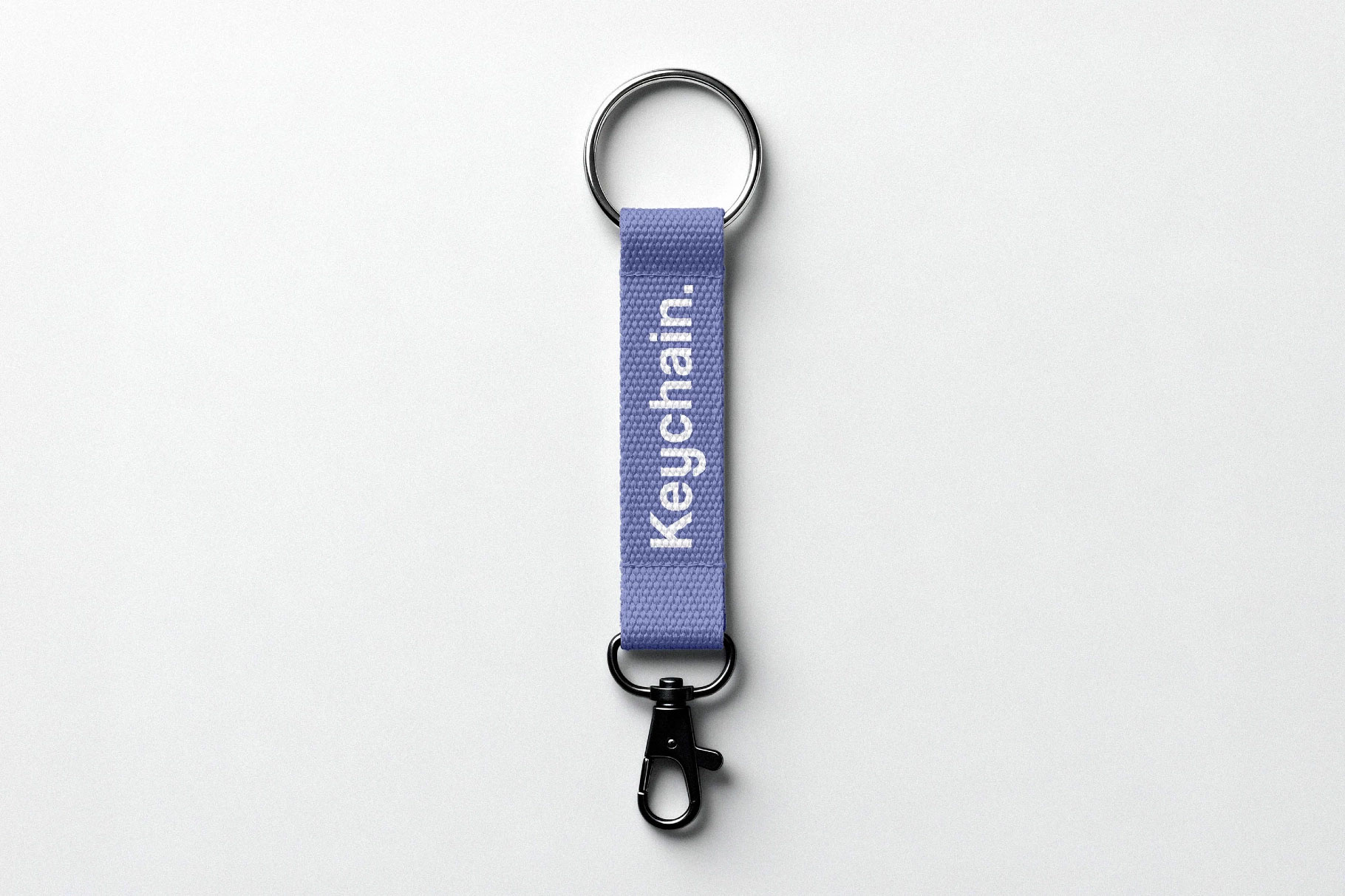Free Strap Keychain Mockup with Carabiner PSD Template