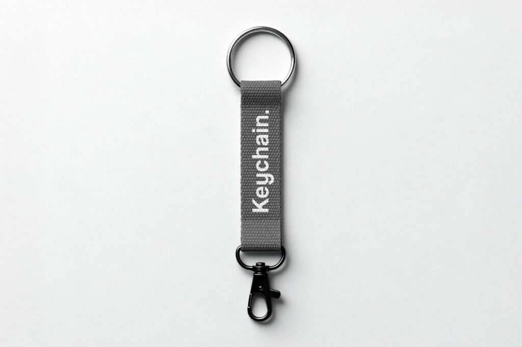 Strap Keychain Mockup with Carabiner