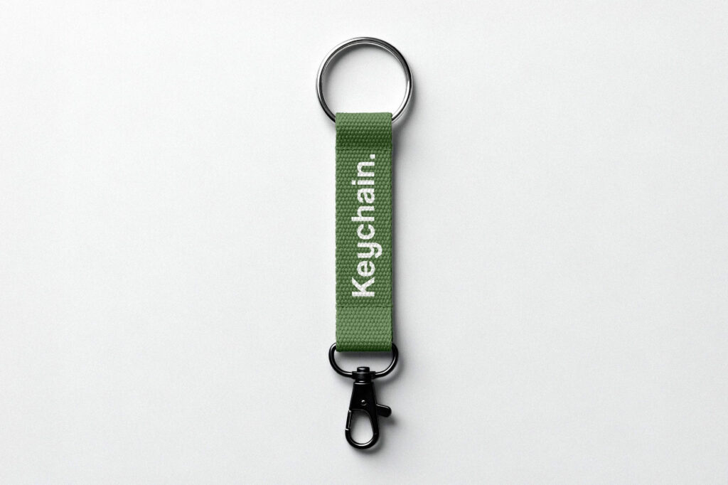 Strap Keychain Mockup with Carabiner