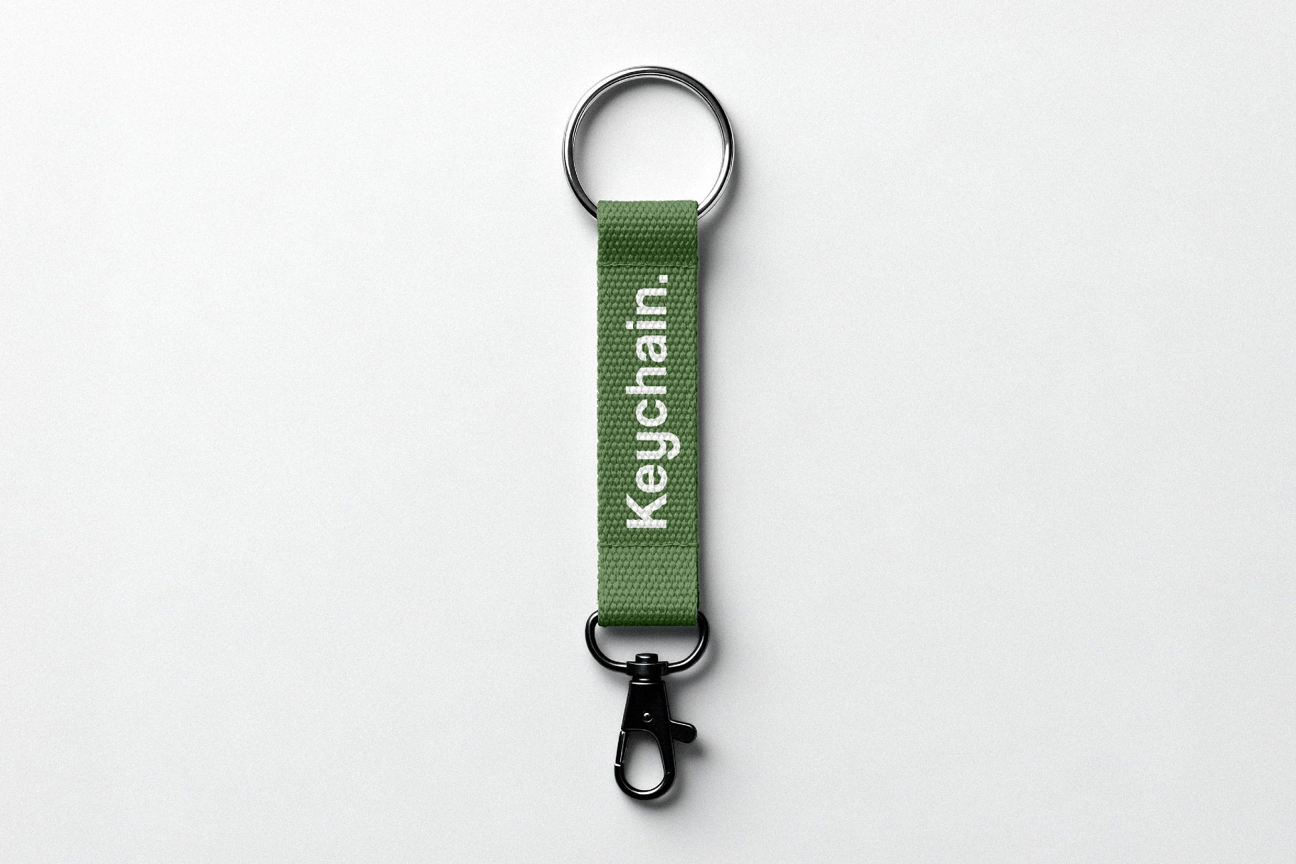 Free Strap Keychain Mockup with Carabiner PSD Template