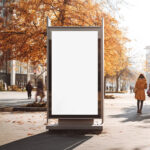 Street Billboard Mockup in Autumn City Park