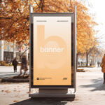 Street Billboard Mockup in Autumn City Park