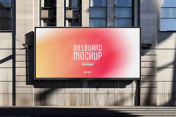 Street Billboard Mockup in Facing Sight