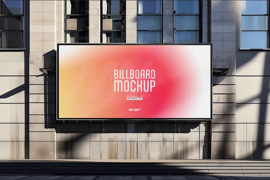 Street Billboard Mockup in Facing Sight
