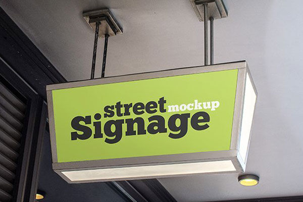 Street Signage Hang from the Ceiling Mockup