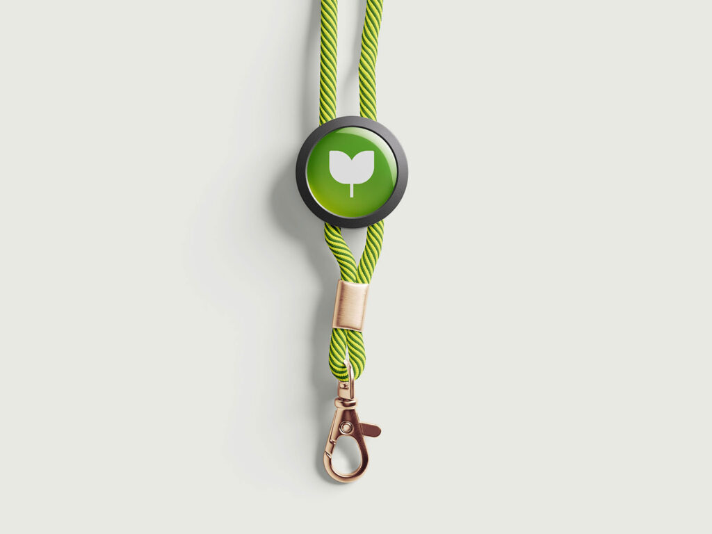 String Lanyard Mockup in 4 Showcases