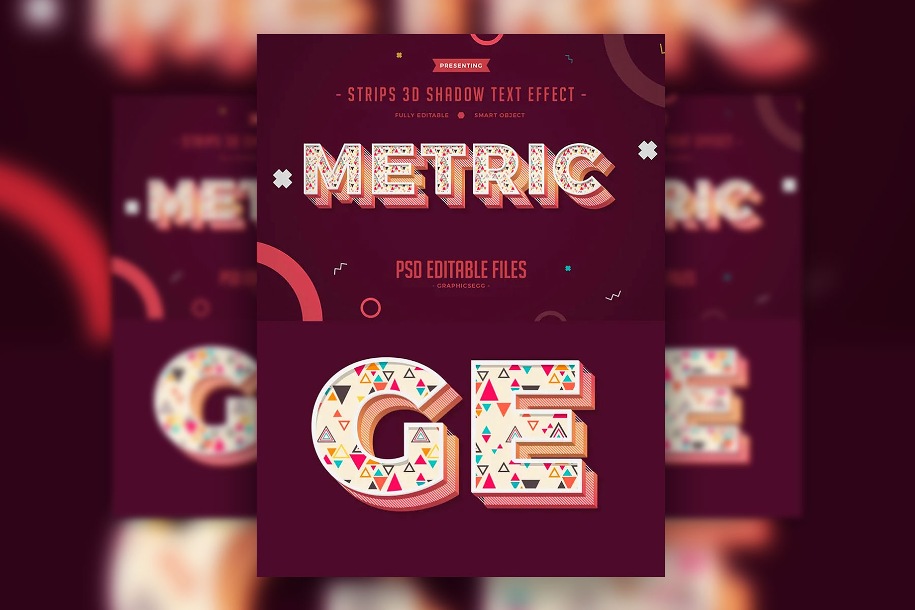 Strips 3D Shadow Text Effect FREE PSD