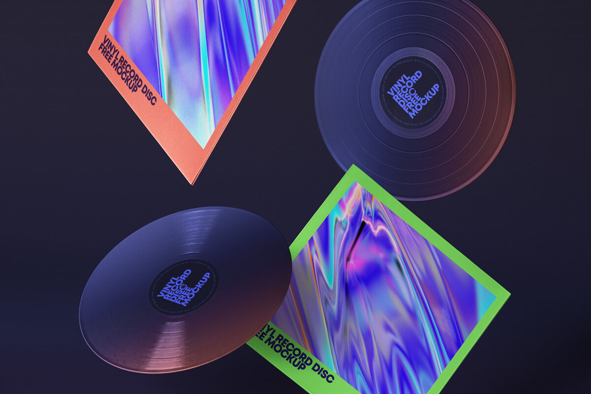 Stylish Floating Vinyls Mockup