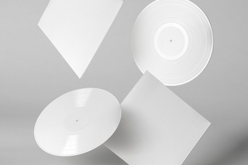 Stylish Floating Vinyls Mockup