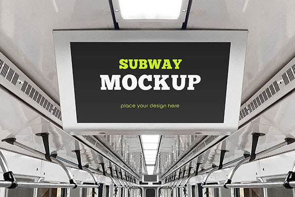 Subway Advertising Mockup in Facing Sight
