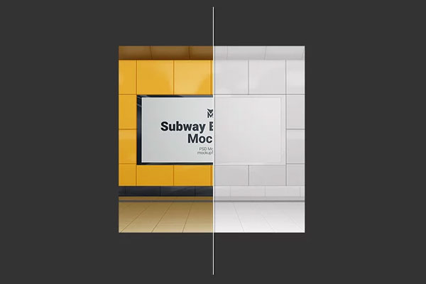 Subway Billboard Mockup in 3 Views