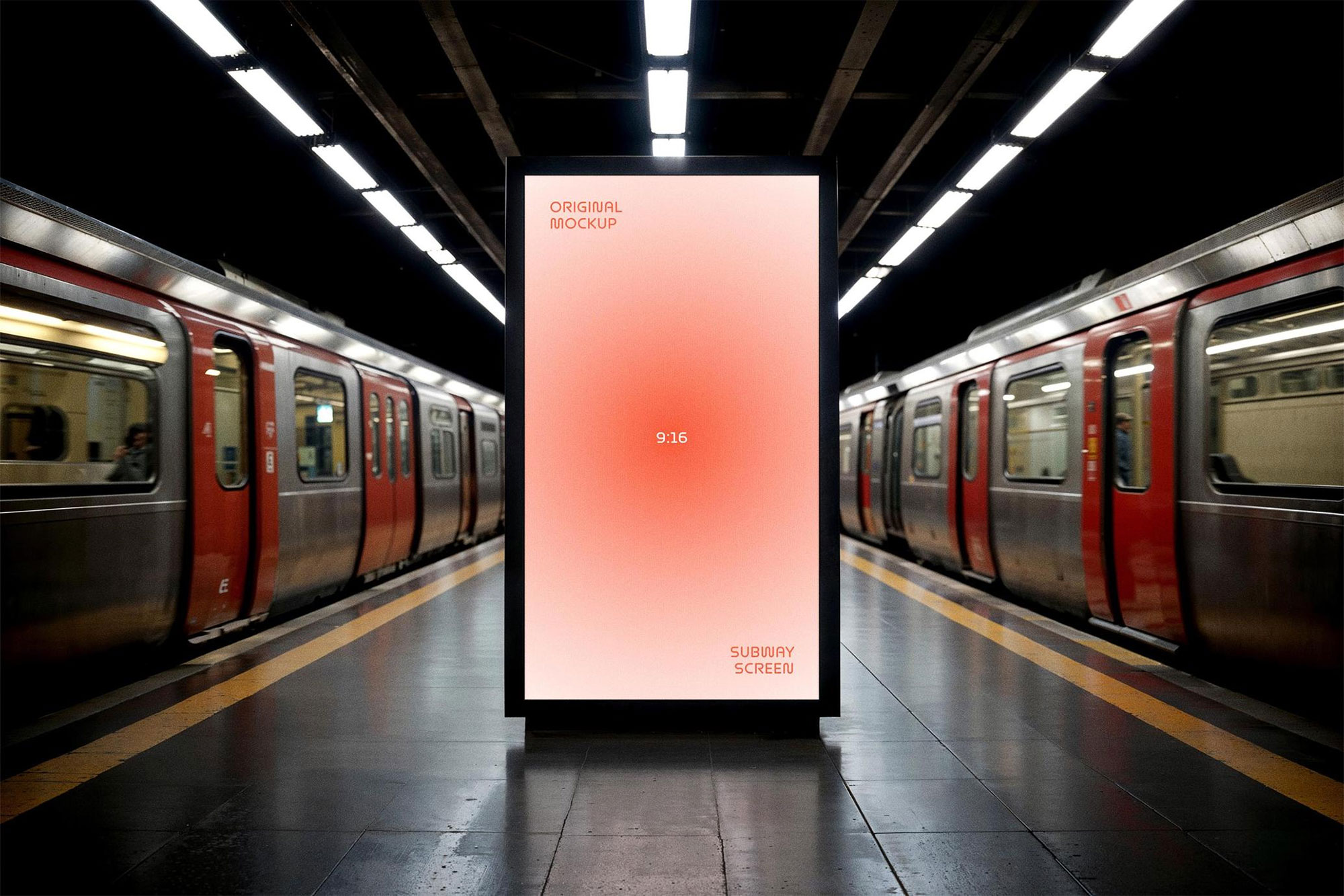 Free Subway Digital Signage Mockup PSD Template