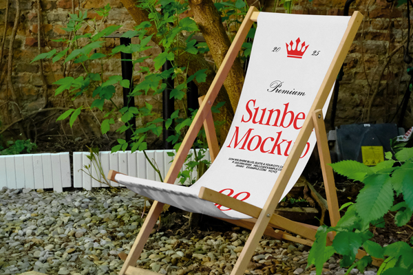 Sunbed in Garden Mockup