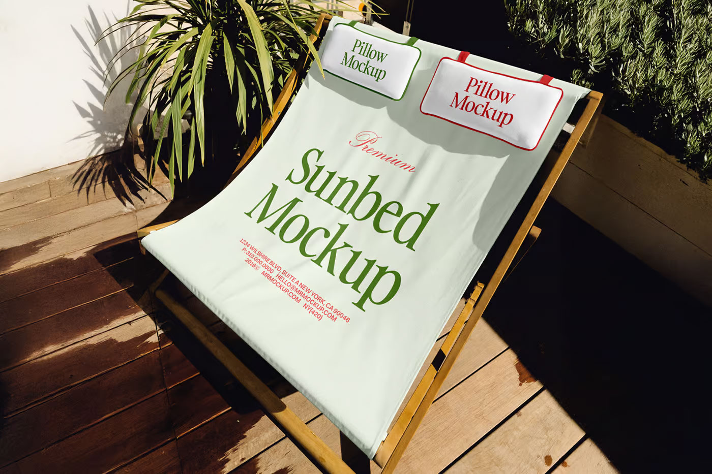 Free Sunbed on Terrace Mockup PSD Template