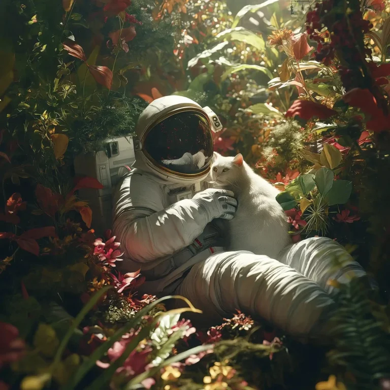 Surreal Astronaut with Cat