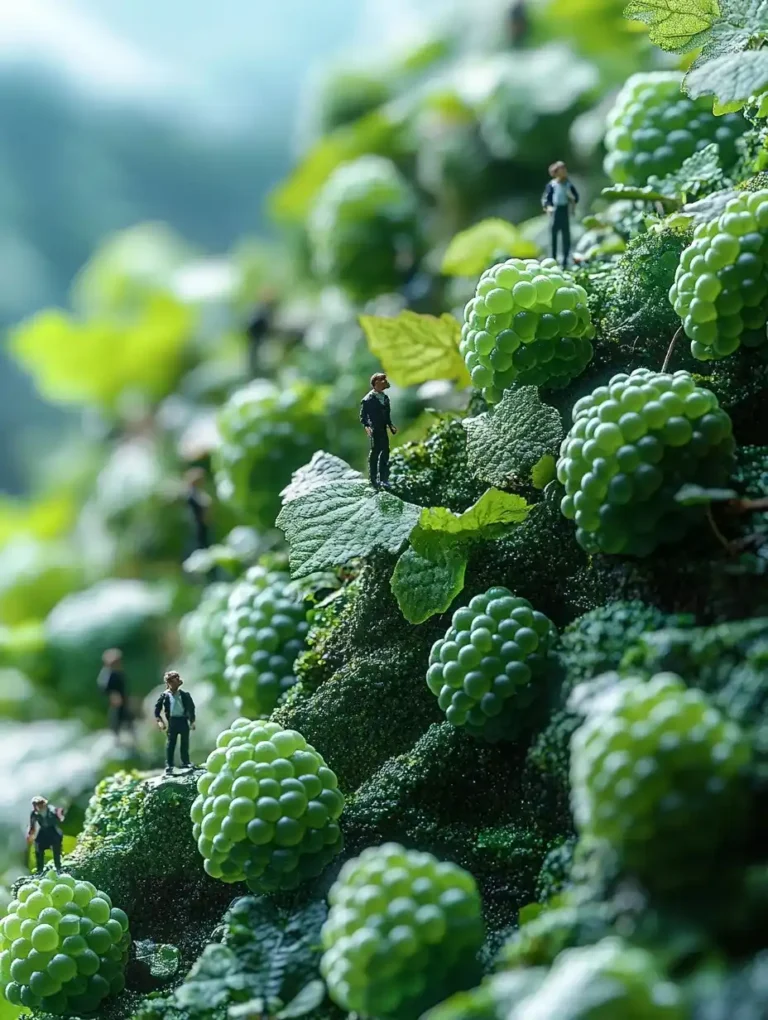Surreal Miniature People in Grapes