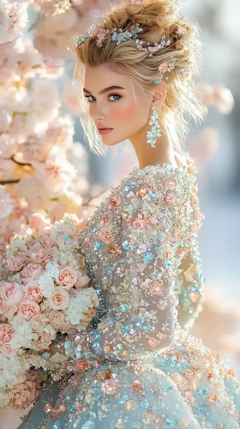 Surreal Woman in Sparkling Dress