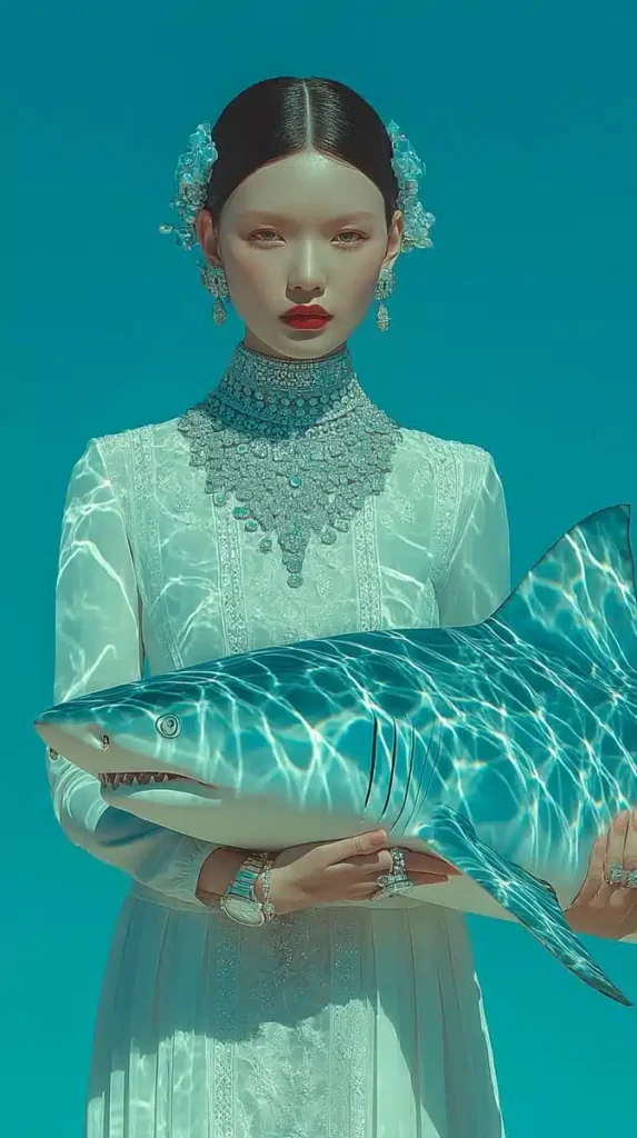 Surrealist Fashionista with Shark