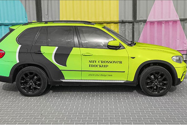 SUV Crossover Car Mockup in Side Sight