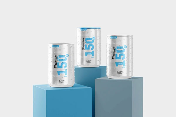Sweating 150ml Soda Can Mockup Set in 3 Different Perspectives