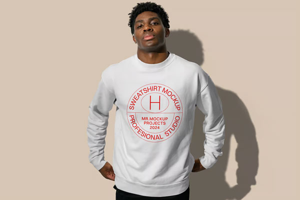 Sweatshirt on Men Mockup