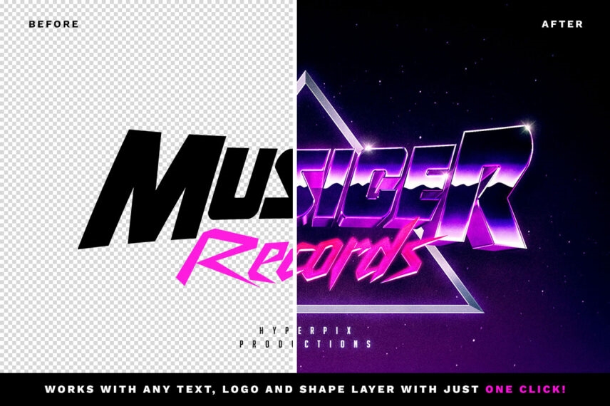 Synthwave 80s Text and Logo Effect