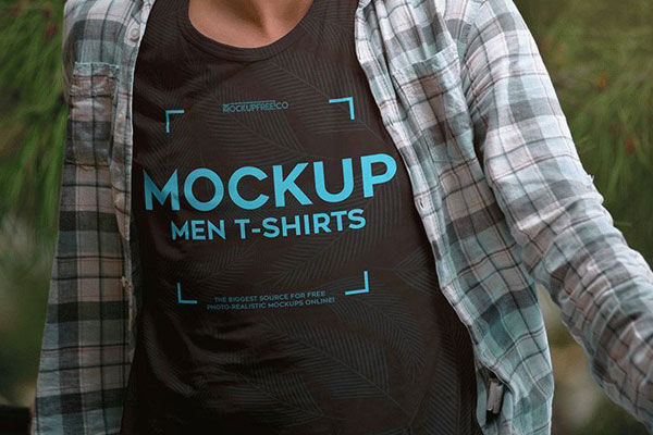T-Shirt Mockup Featuring a Man Wearing it in Half-Side View