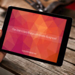 Tablet Hand Mockup Wooden Blurred Background